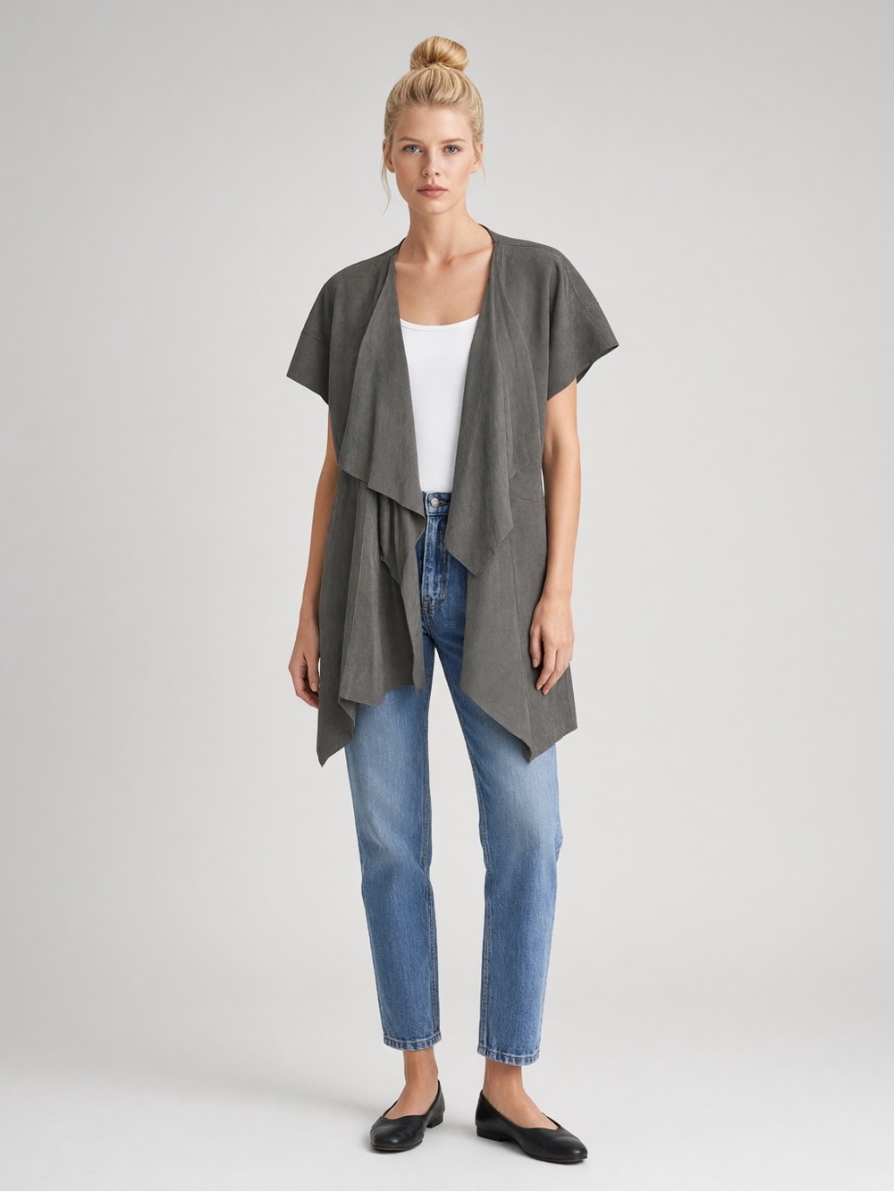 Stella & Jamie 100% Goat leather suede asymmetrical jacket.